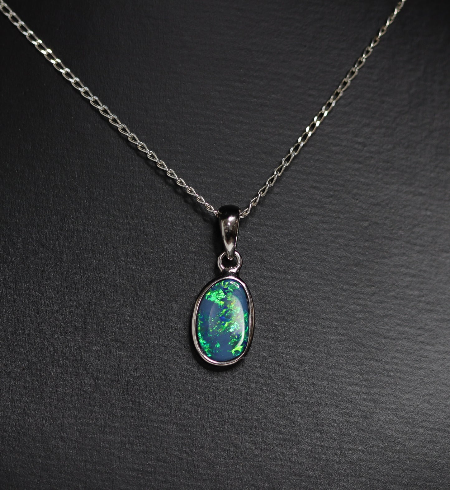 Australian opal doublet silver pendant