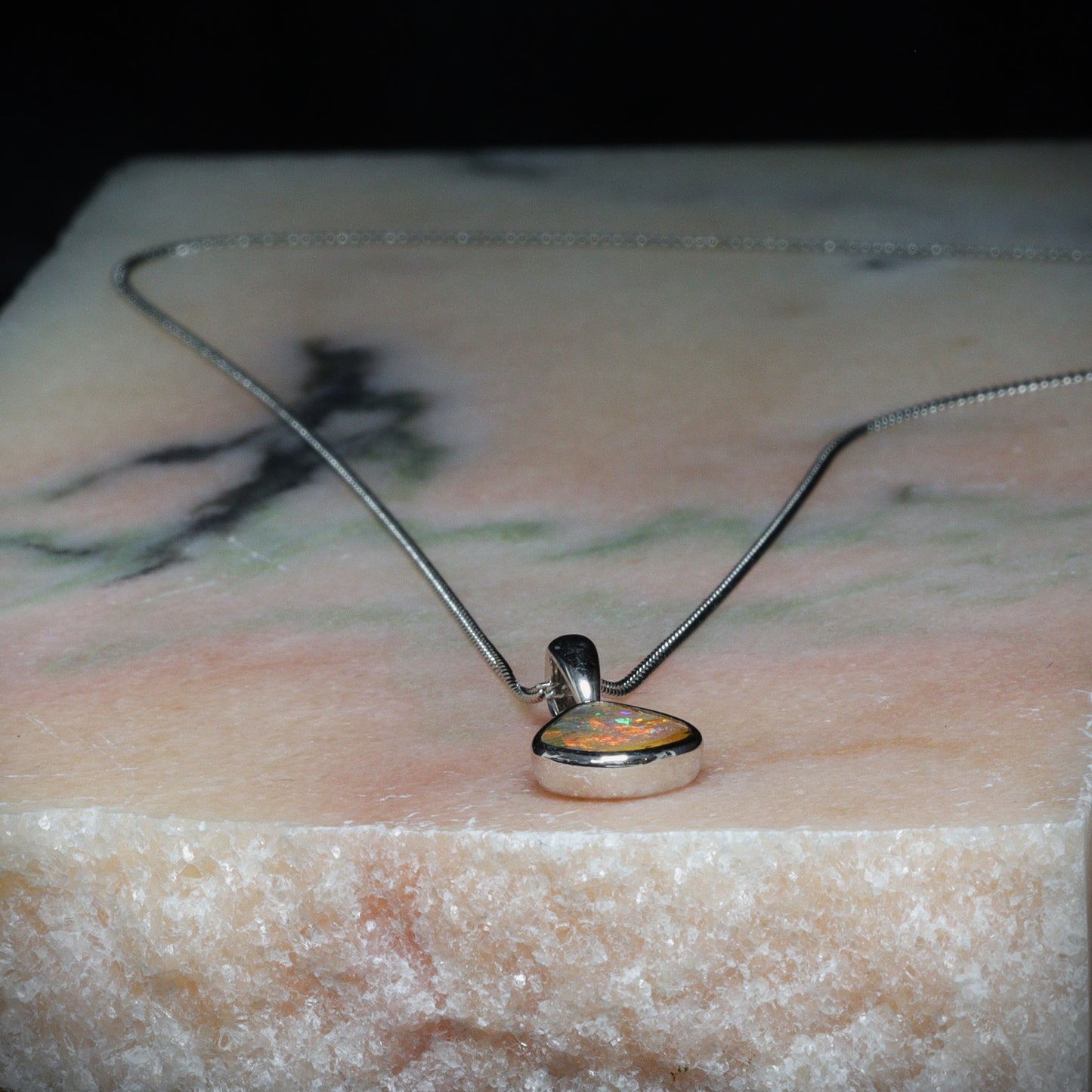 Australian Opal Boulder Silver Pendant