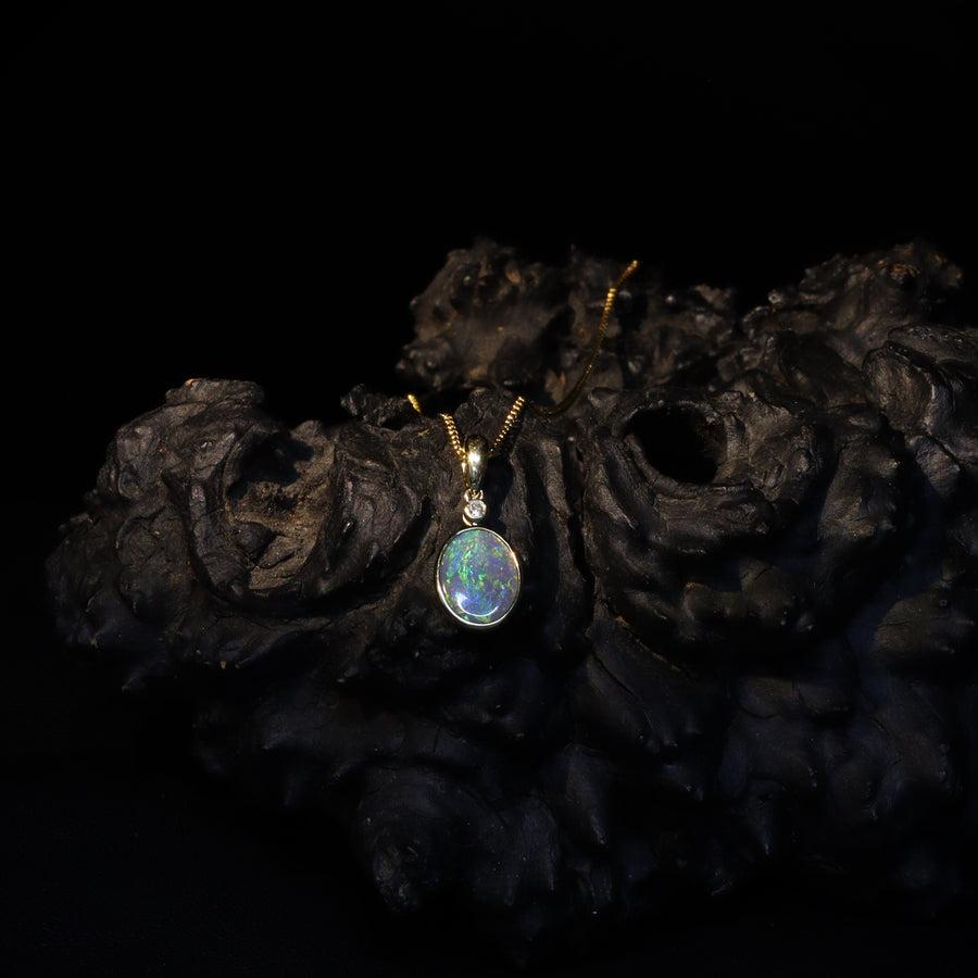 Australian Black Opal Gold Pendant