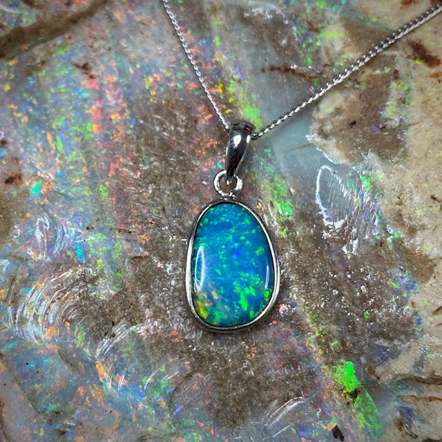 Australian Opal doublet pendant set in sterling silver