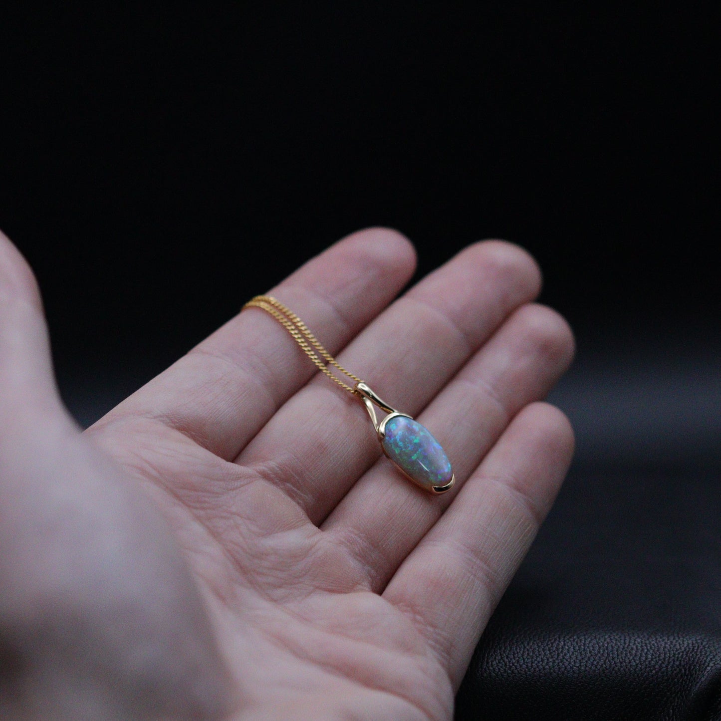 Australian Black Opal 18k Gold Pendant