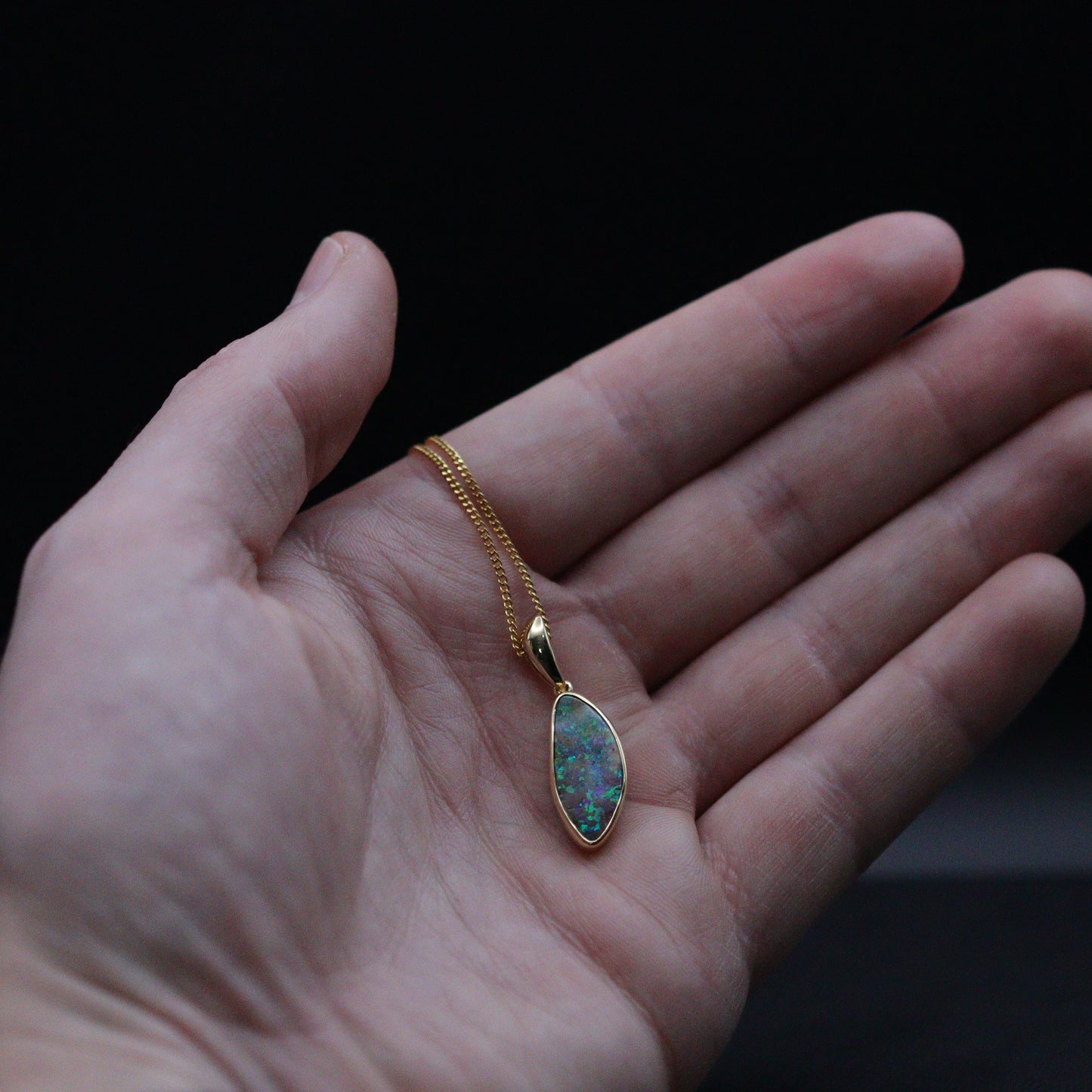 Australian Boulder Opal 18k Gold Pendant