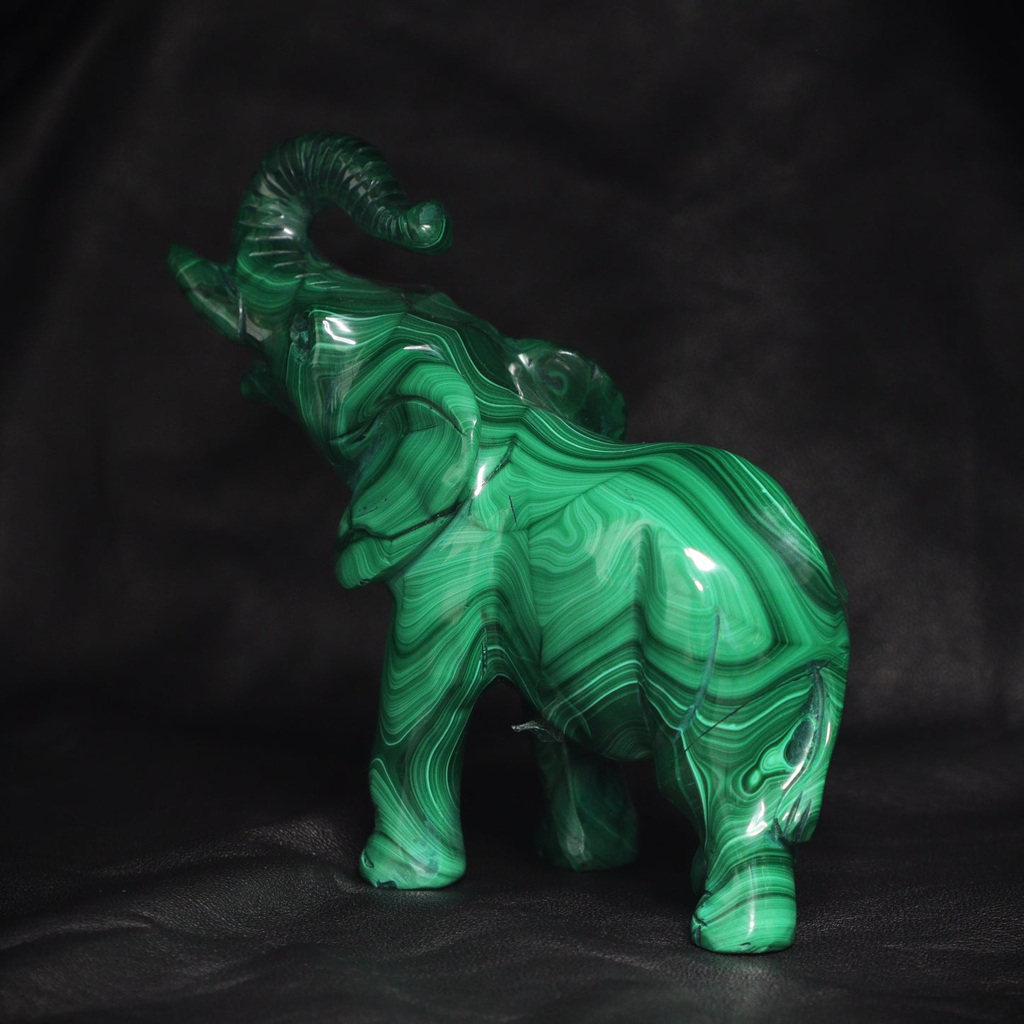 Malachite elephant carving