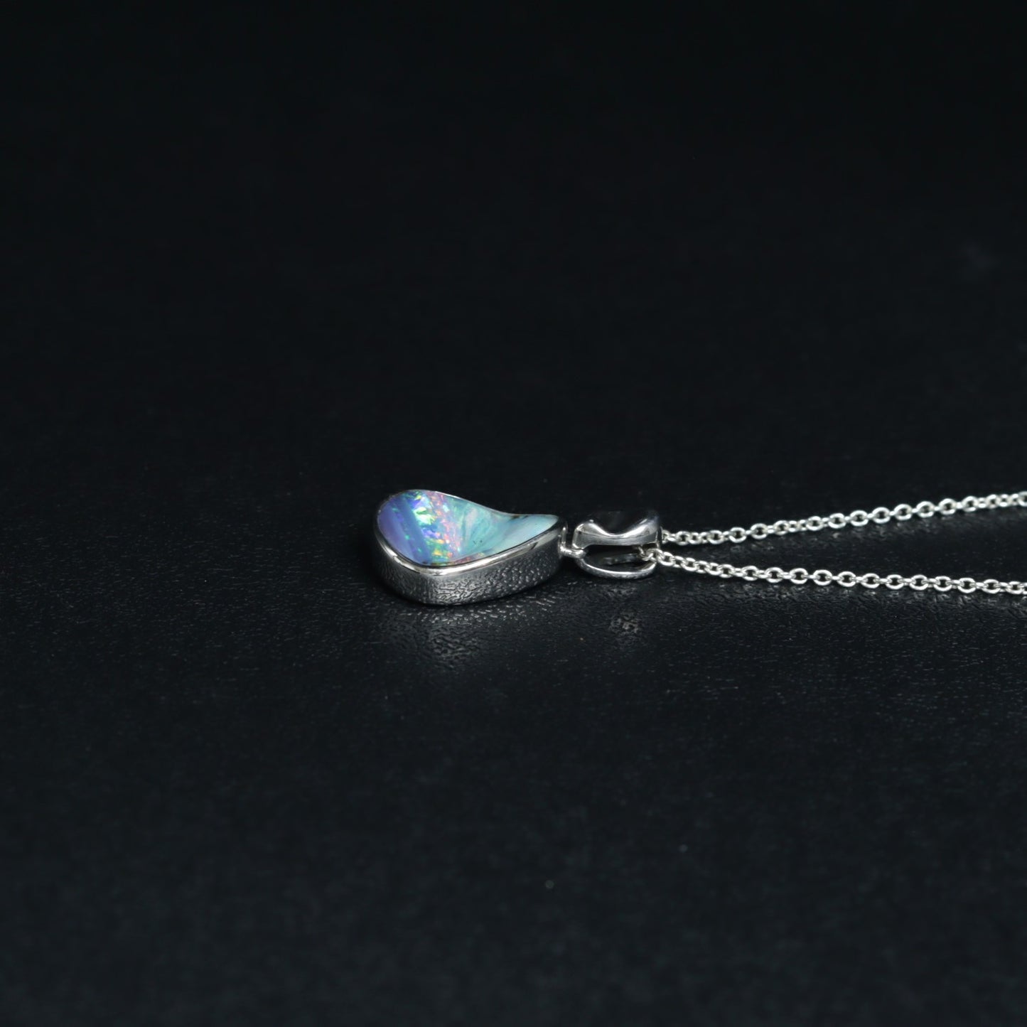 Boulder Opal Pendant – Sterling Silver, 8.21ct, Blue with Red Stripe