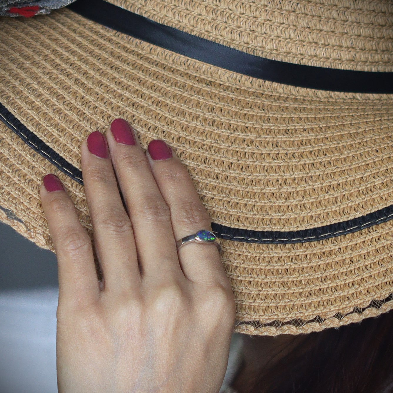 Australian Boulder opal in Sterling Silver Ring