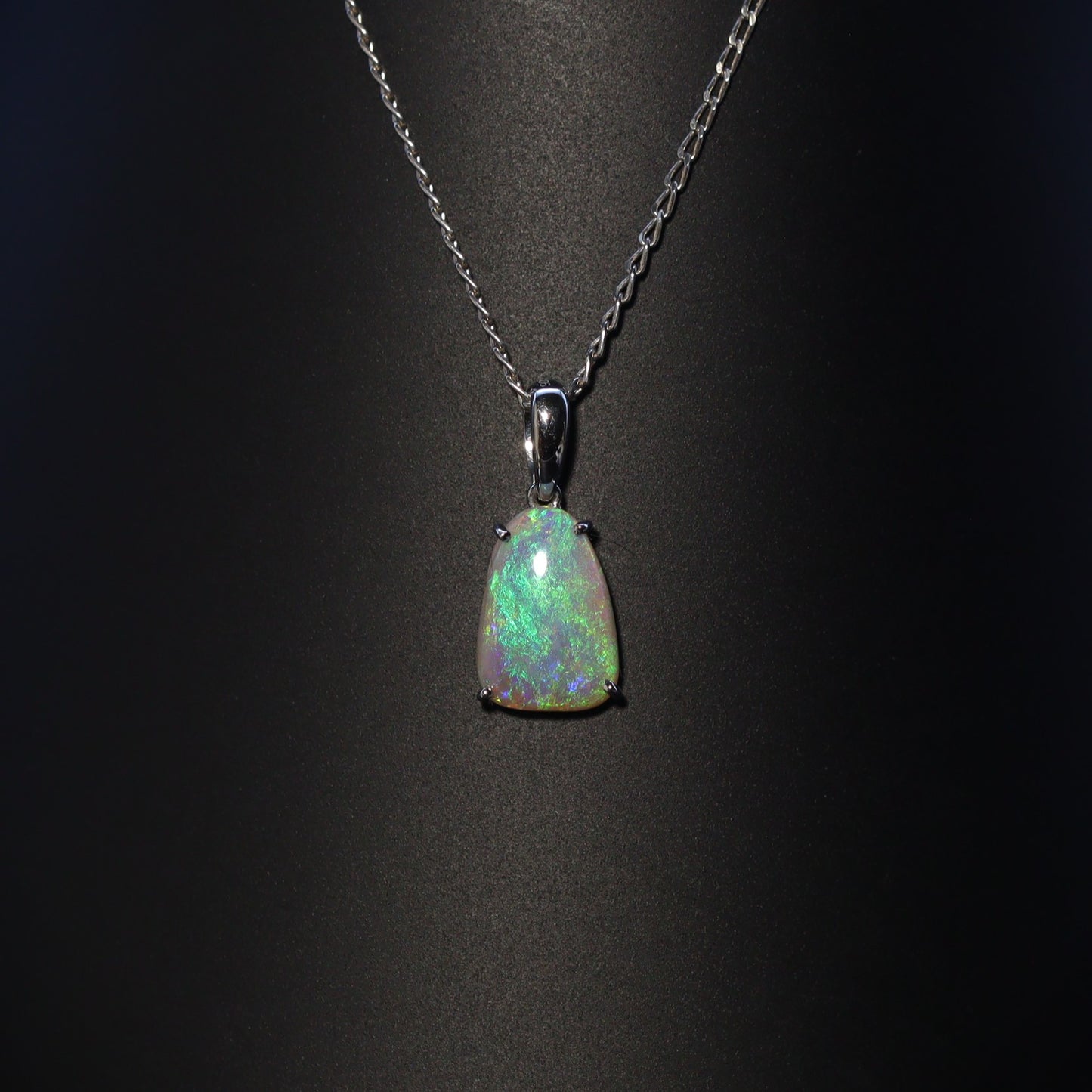 Australian Black Opal in sterling silver pendant