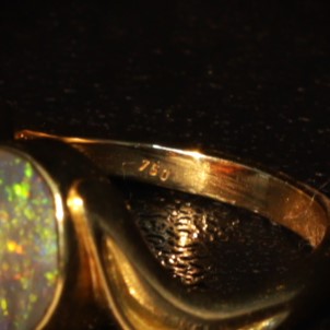 Australian Black Opal 18 karat gold ring
