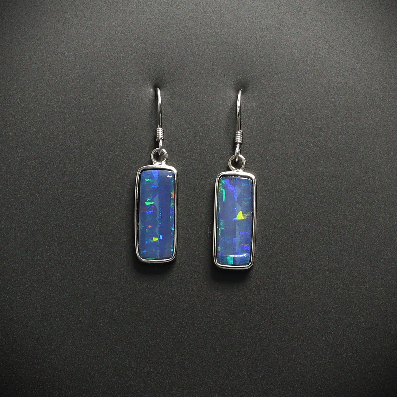 Australian Opal Doublet Earrings in sterling silver