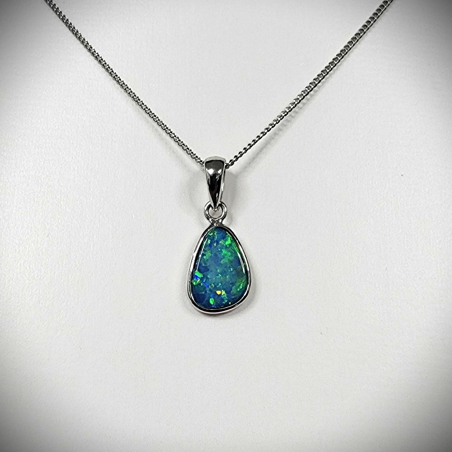 Australian Opal Doublet Silver Pendant