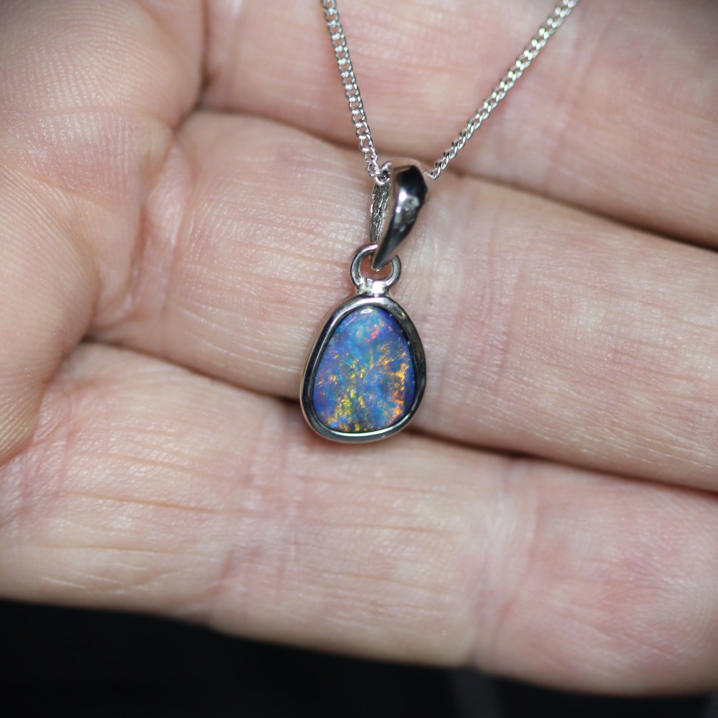 Australian opal doublet silver pendant