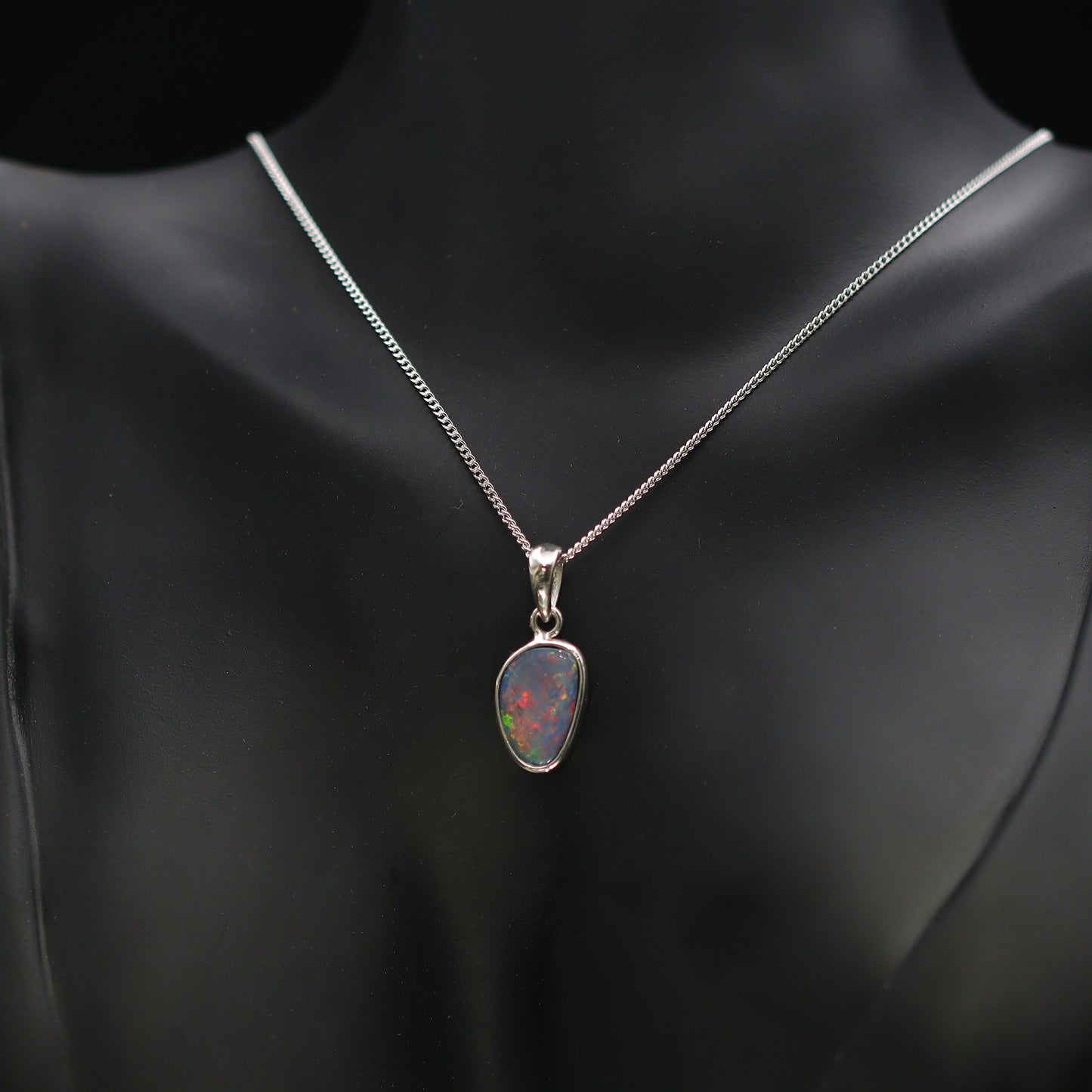 Australian opal doublet silver pendant