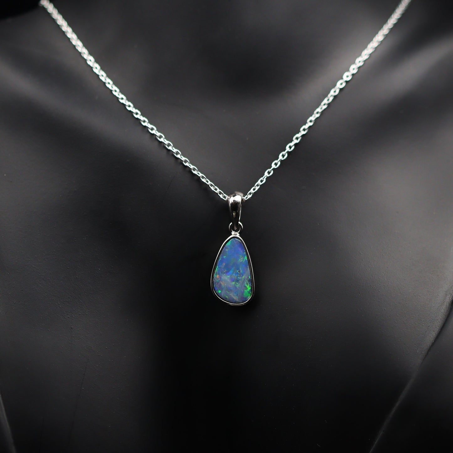 Australian opal doublet silver pendant