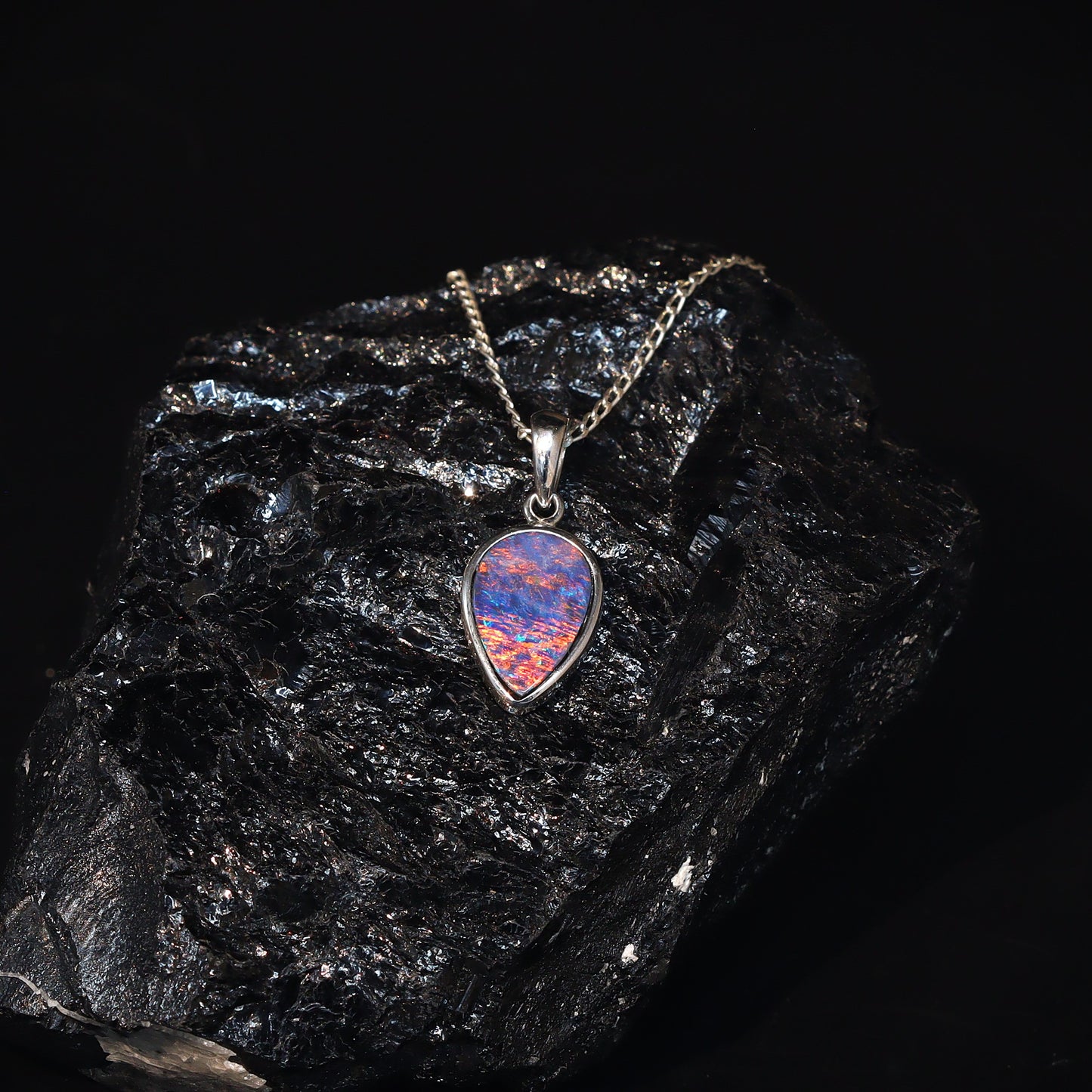Australian Opal Doublet silver pendant