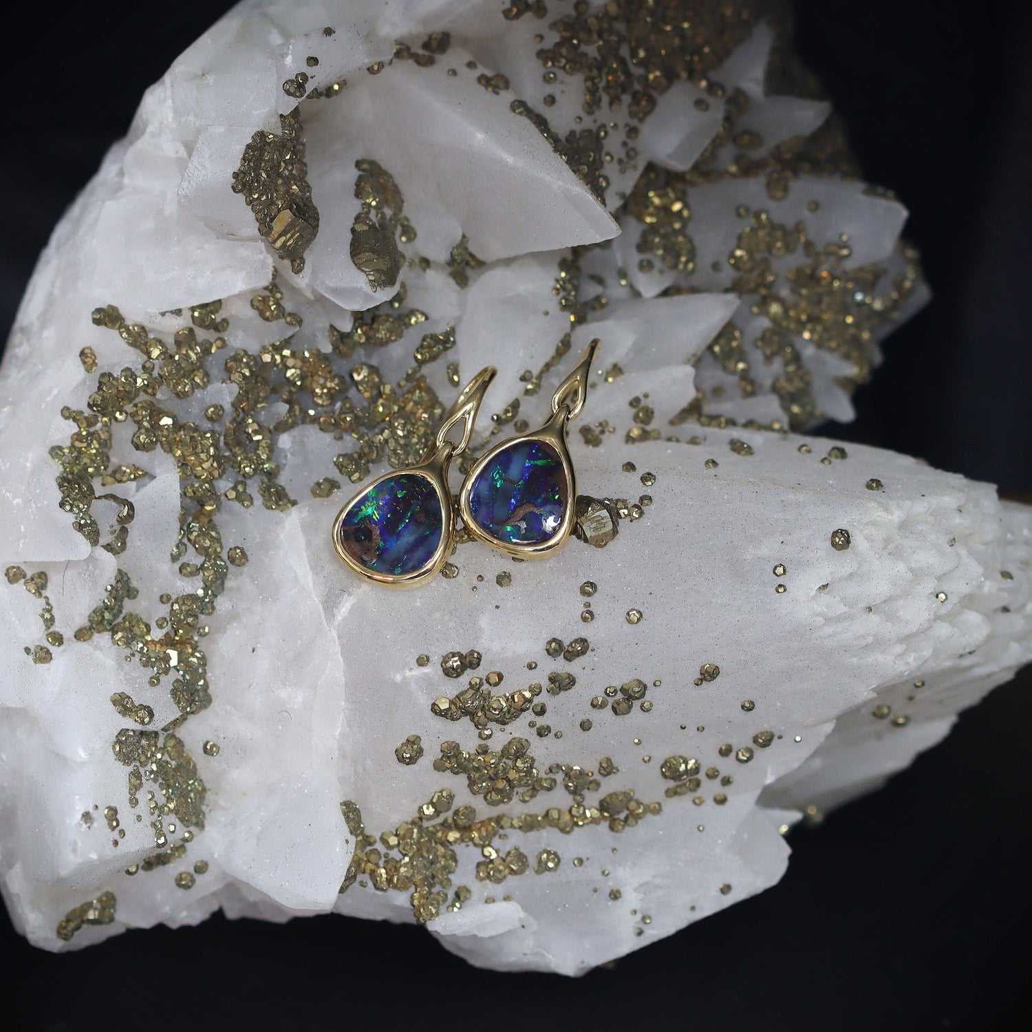 Past piece — Australian boulder opal earrings in 18 karat gold