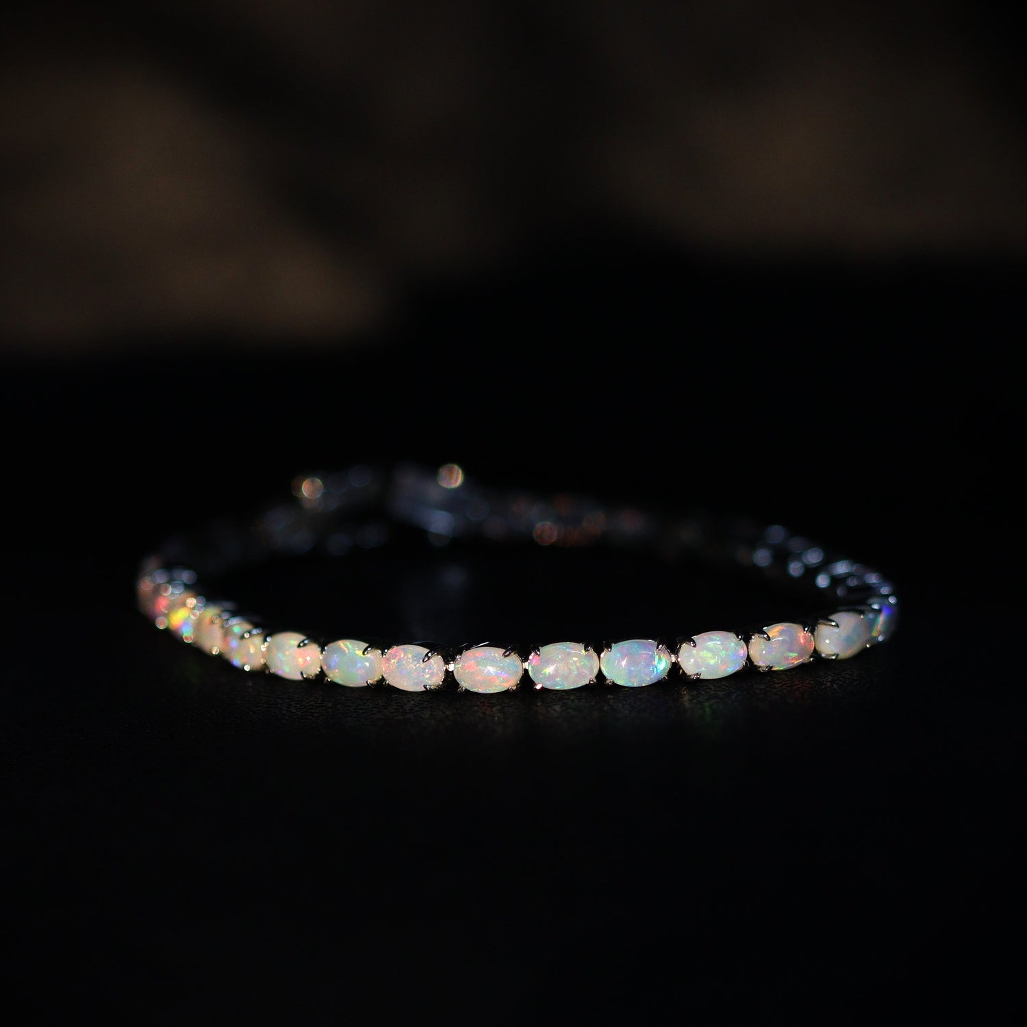 Australian white opal bracelet in sterling silver
