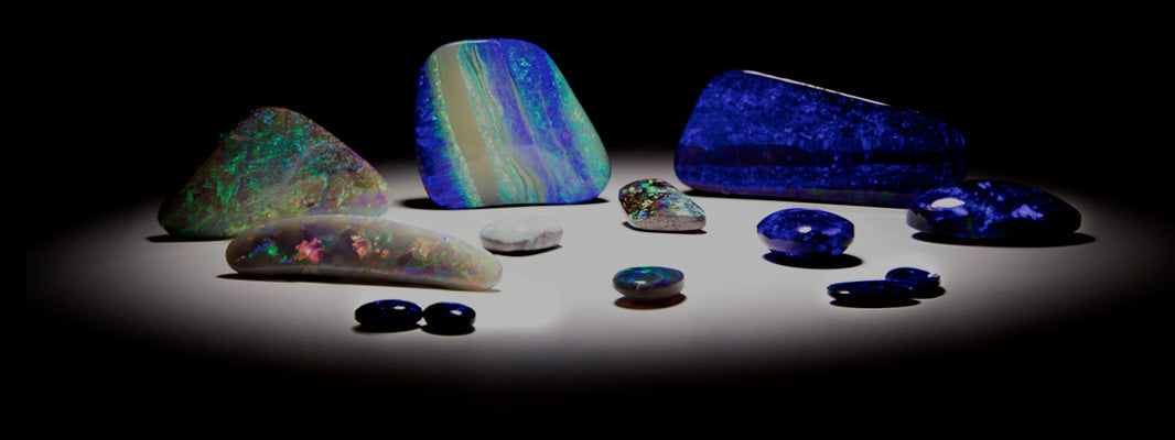 Cut and polished Australian opal stones — boulder, black and white opal loose for setting