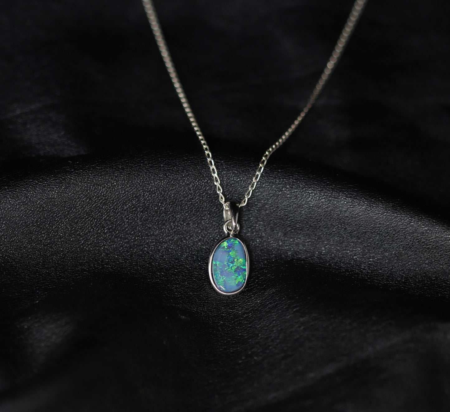 Australian opal doublet silver pendant