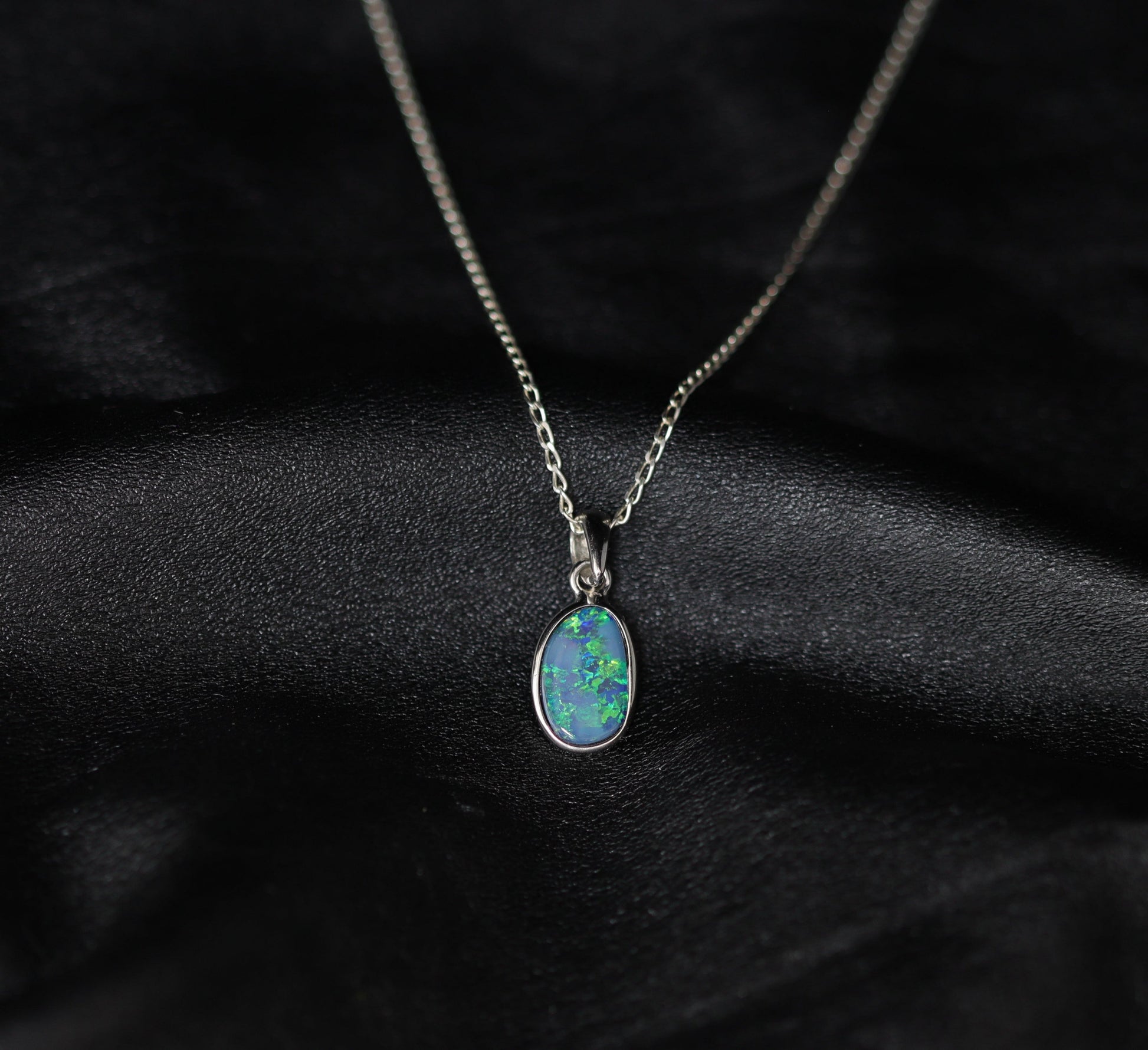 Australian opal doublet silver pendant