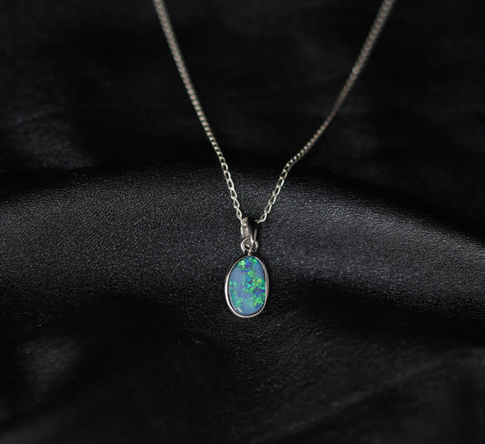 Australian opal doublet silver pendant