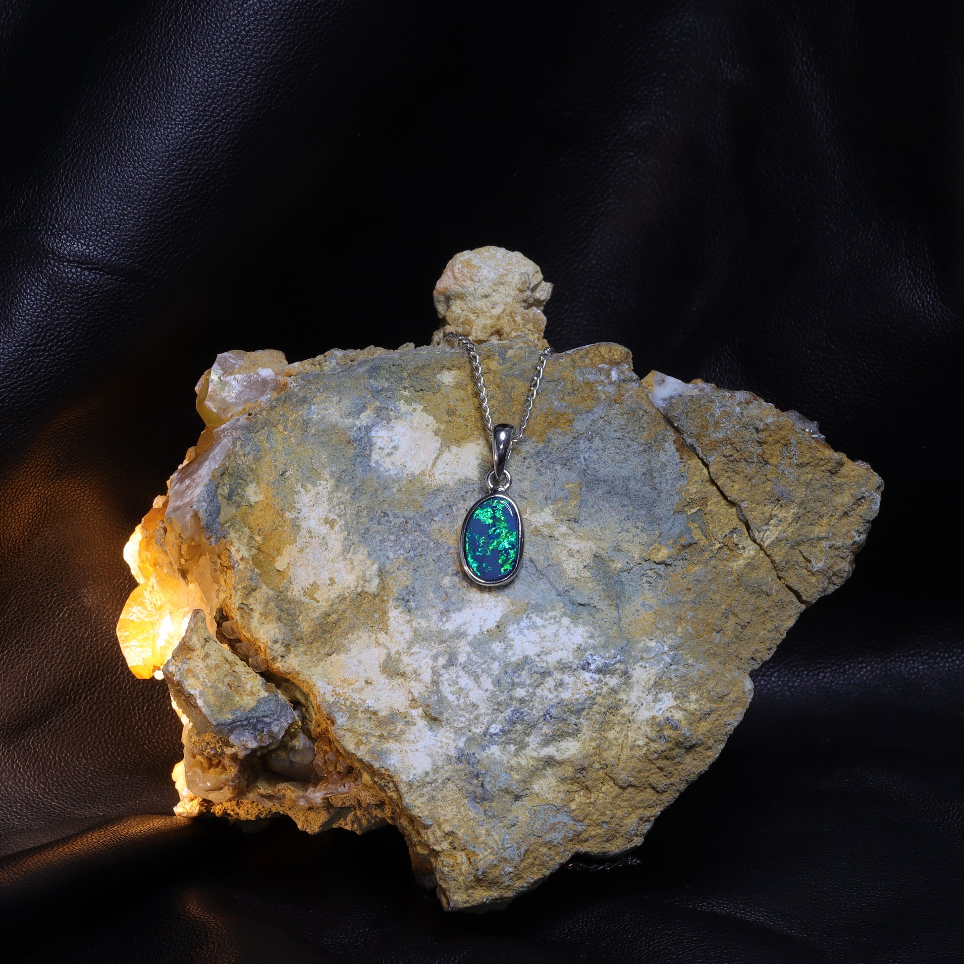 Australian opal doublet silver pendant