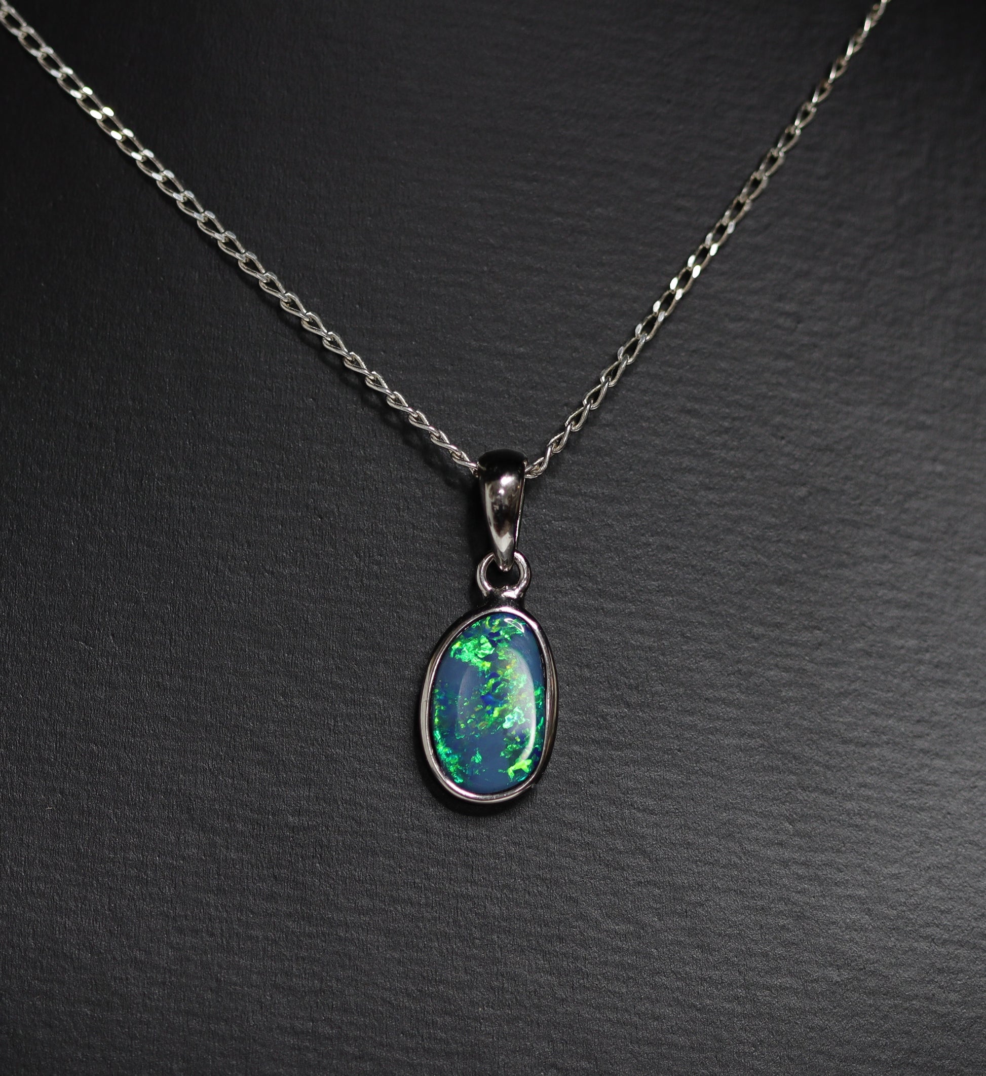 Australian opal doublet silver pendant