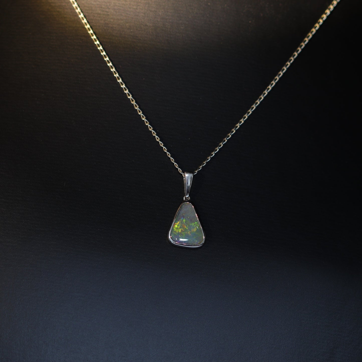 Opal Black silver pendant 
