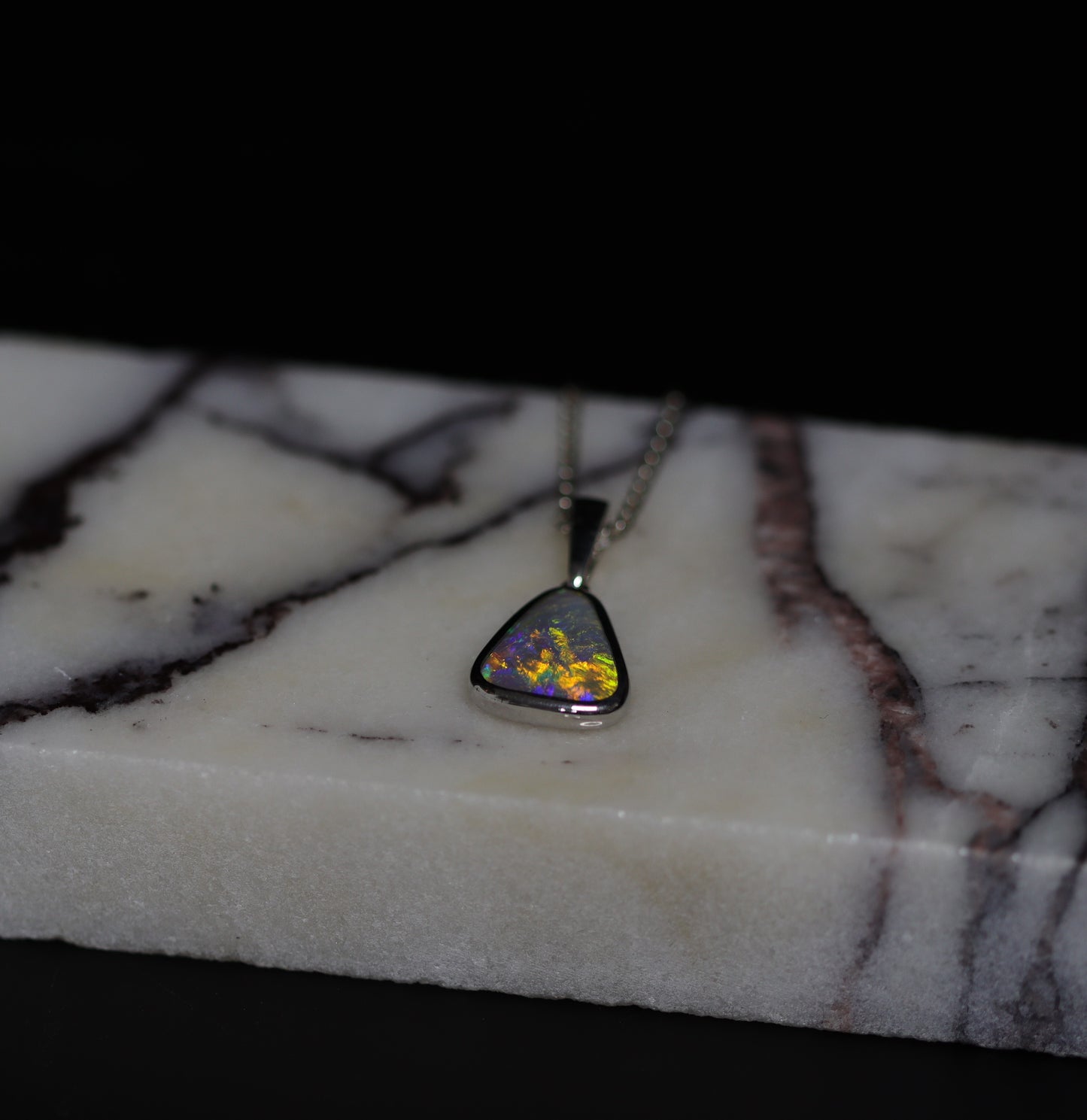 Opal Black silver pendant 
