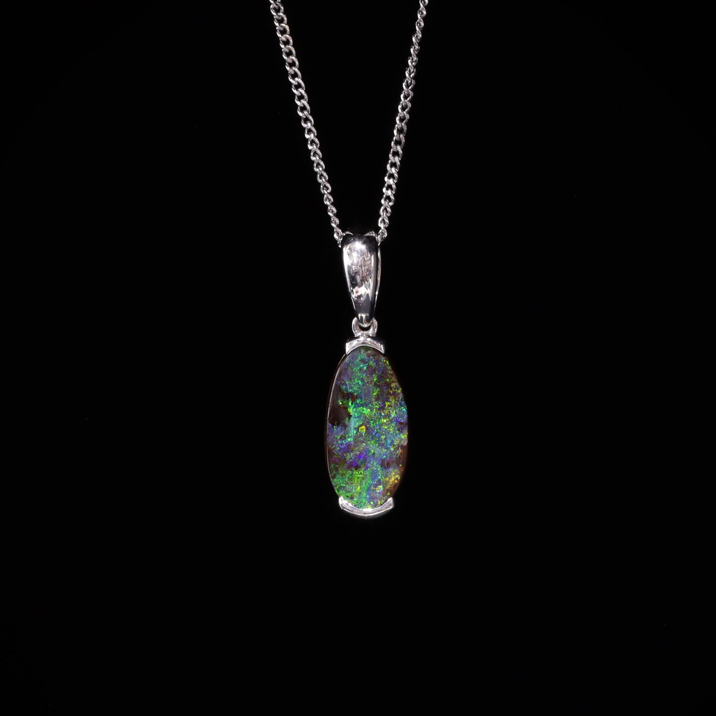 Australian Boulder Opal Sterling Silver Pendant – Queensland