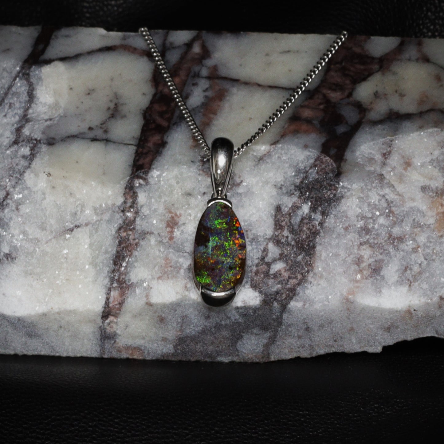 Australian Boulder Opal Sterling Silver Pendant – Queensland
