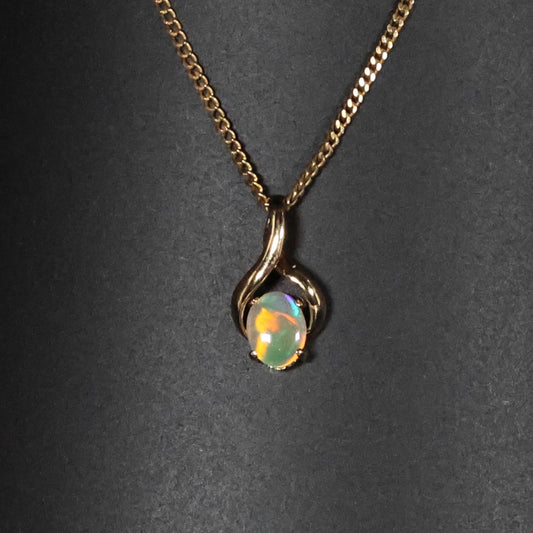 Black Opal solid crystal fire red flash