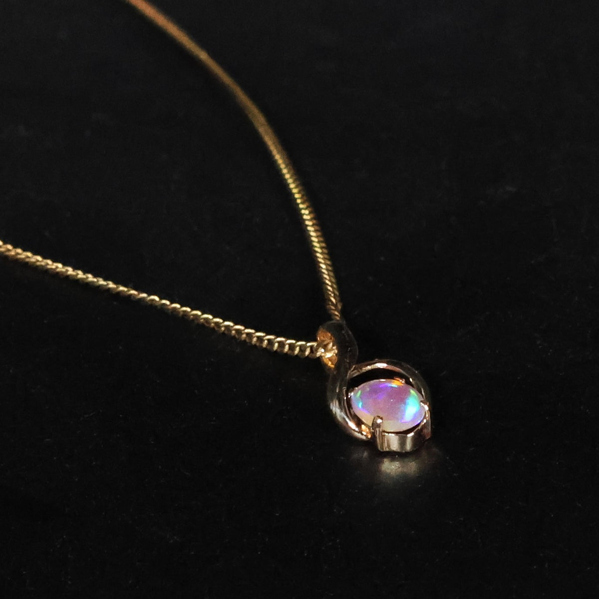 Black Opal solid crystal fire red flash