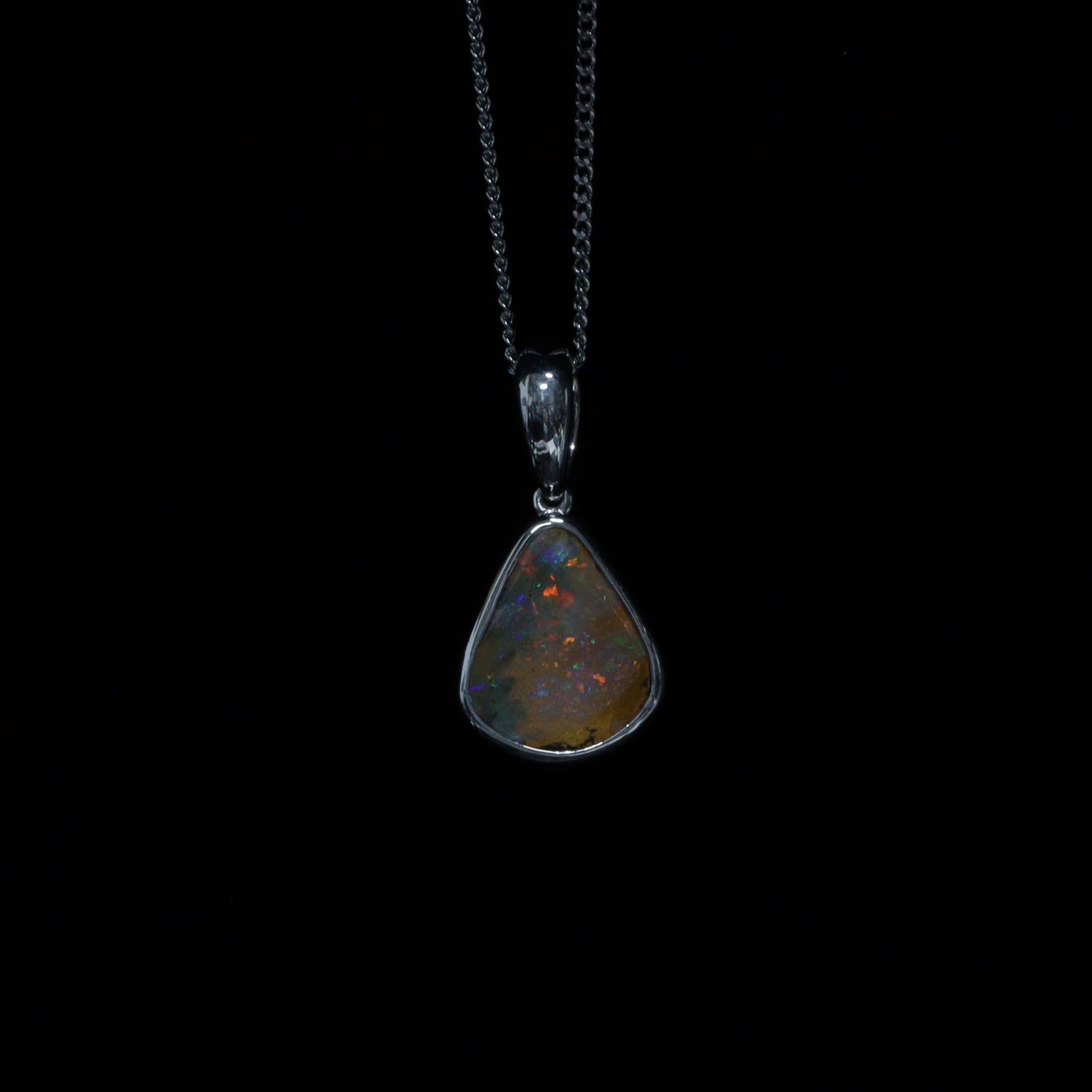 Australian Opal Boulder Silver Pendant