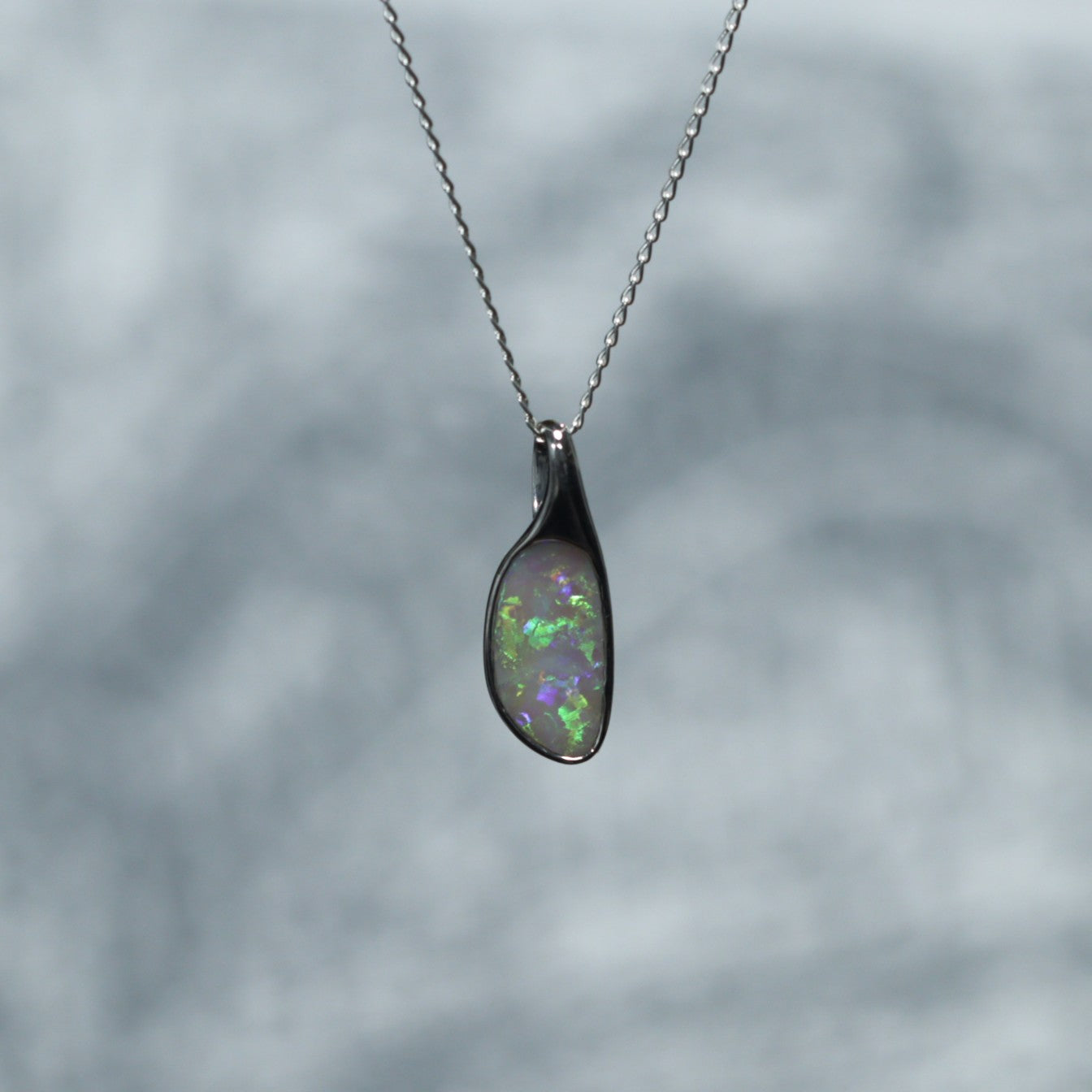 Australian solid Black opal silver pendant 3016
