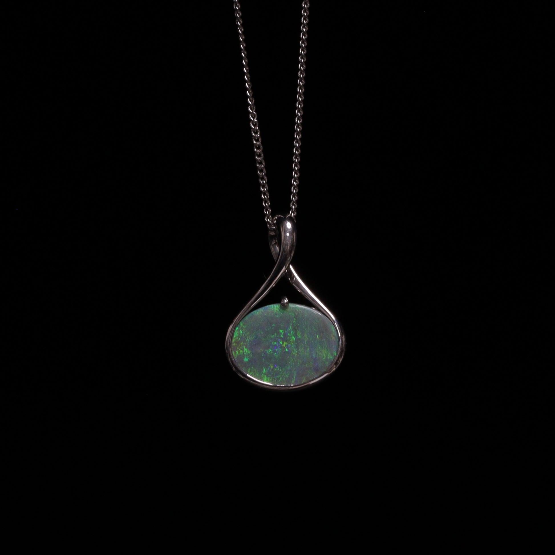 Australian Black Opal Silver Pendant 