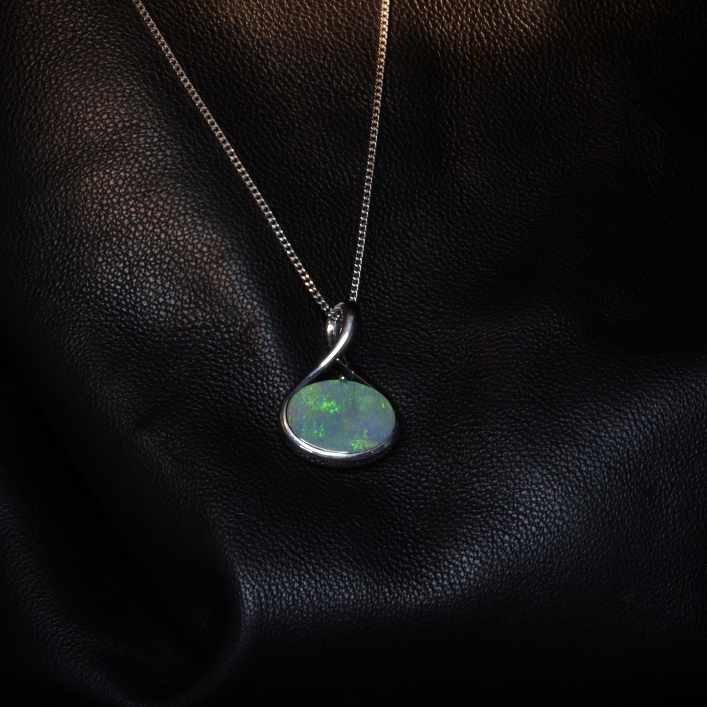 Australian Black Opal Silver Pendant 