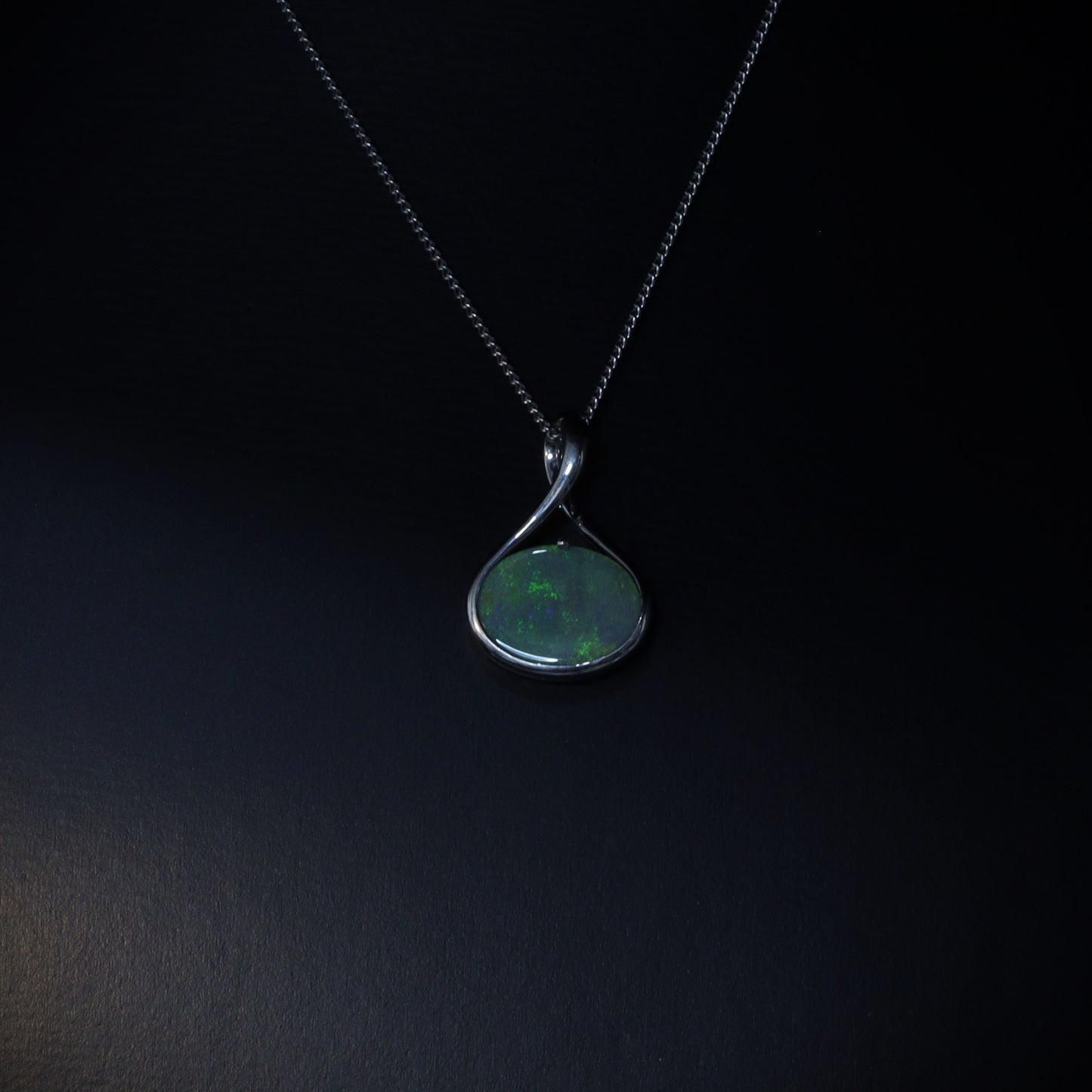 Australian Black Opal Silver Pendant 