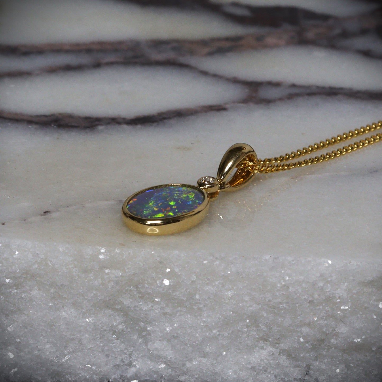 Australian Black Opal Gold Pendant 
