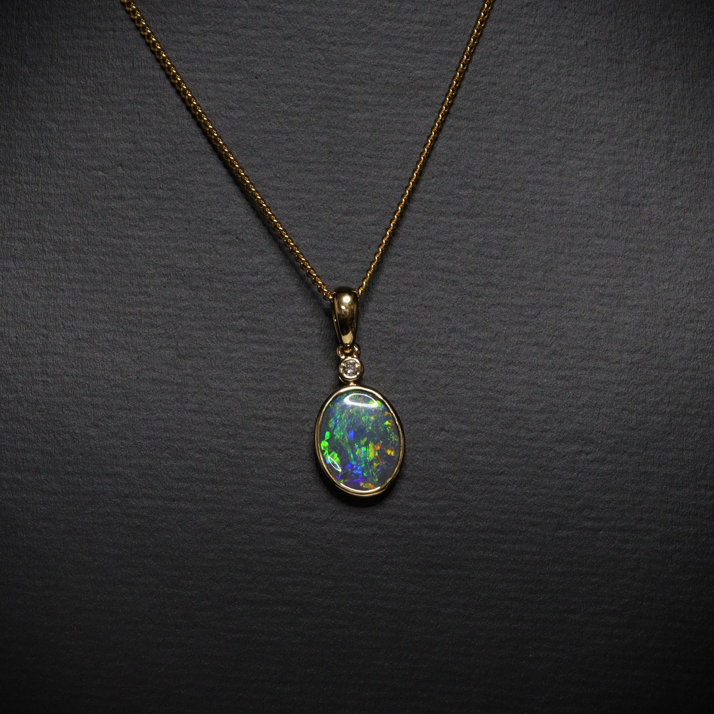 Australian Black Opal Gold Pendant 