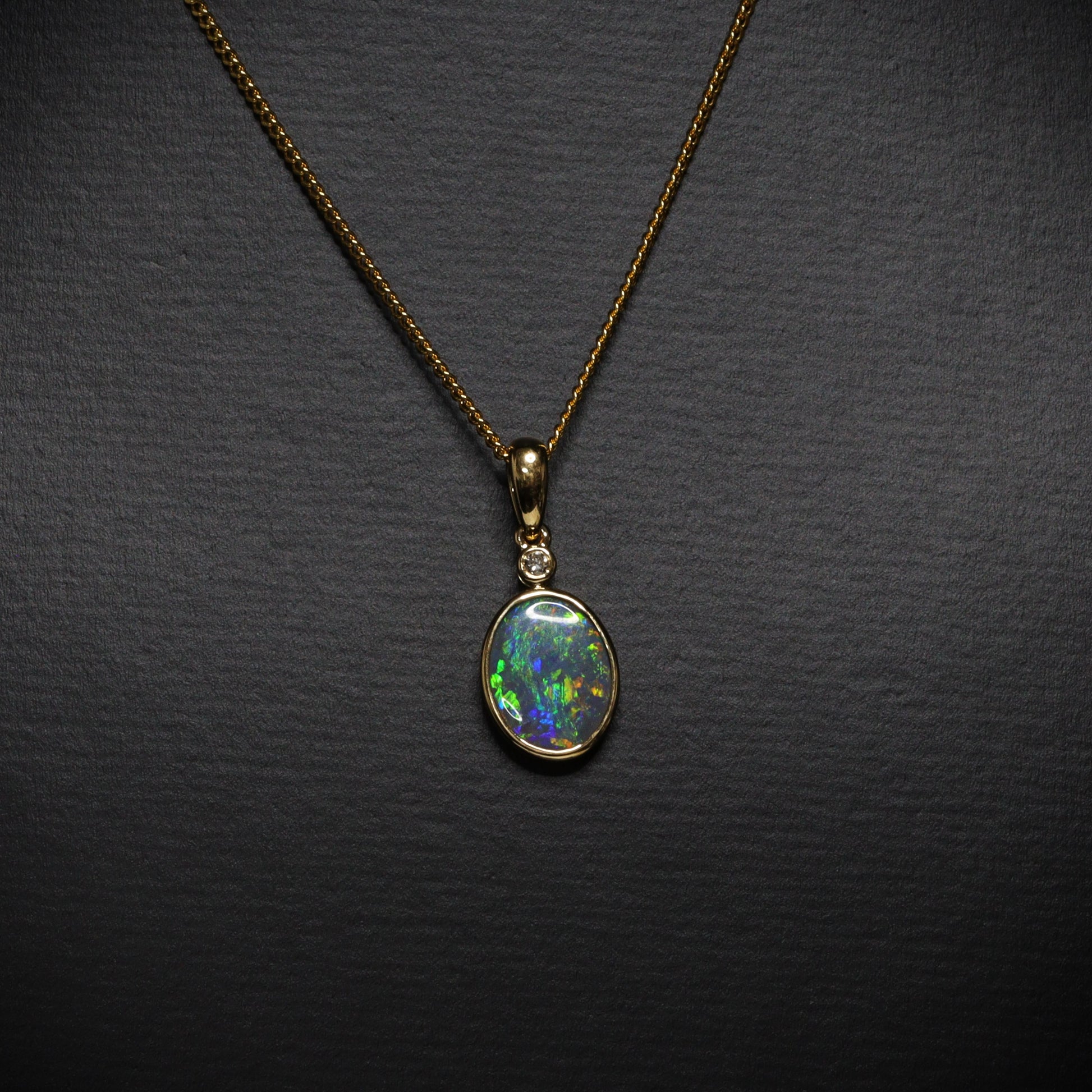 Australian Black Opal Gold Pendant 