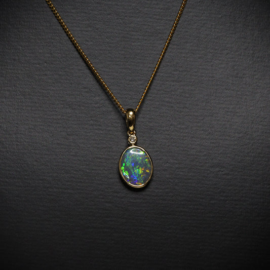 Australian Black Opal Gold Pendant 