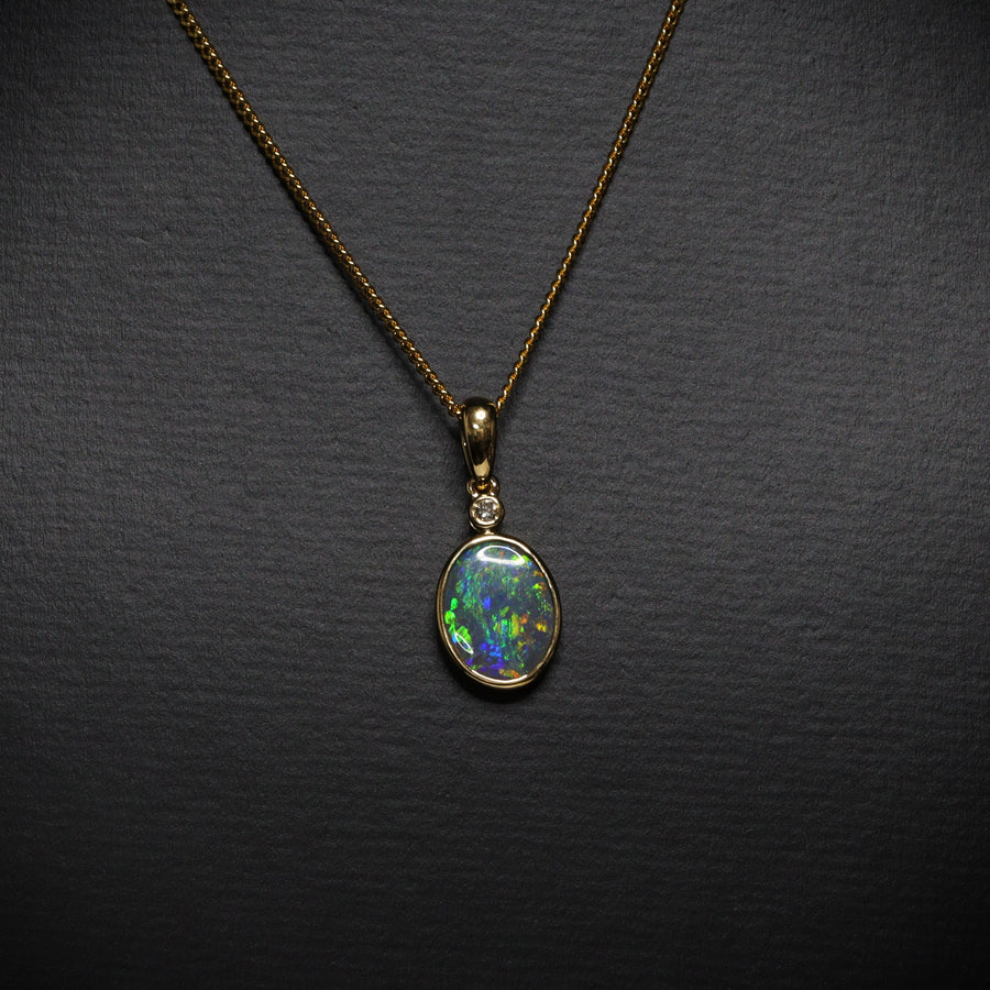 Australian Black Opal Gold Pendant 