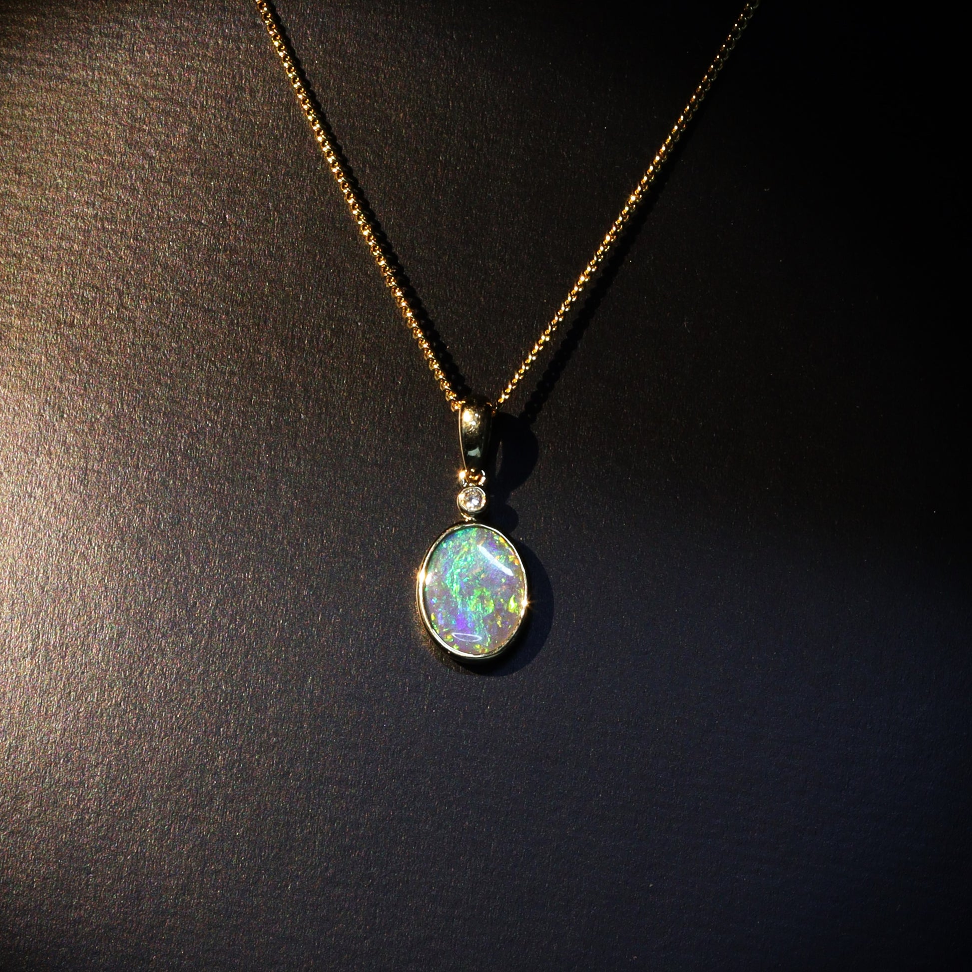 Australian Black Opal Gold Pendant 
