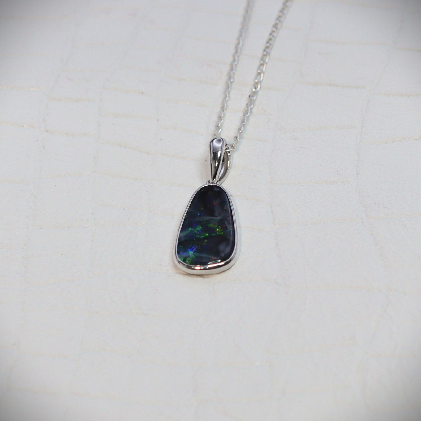Australian Black Opal sterling silver pendant