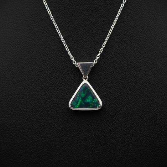 Australian Black Opal silver pendant