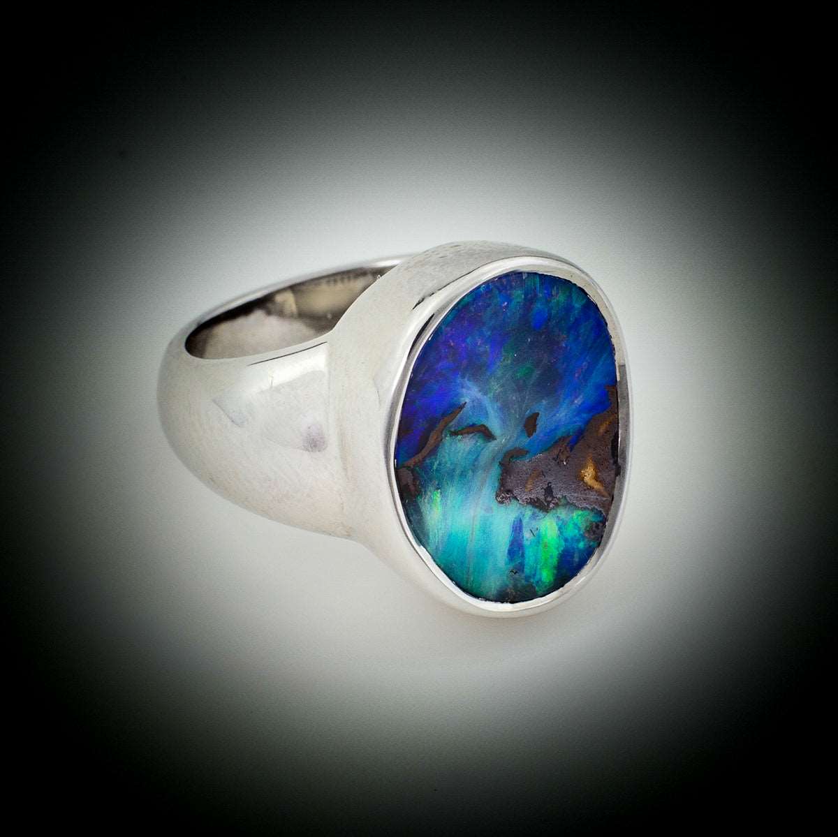 Australian Boulder Opal ring - 105