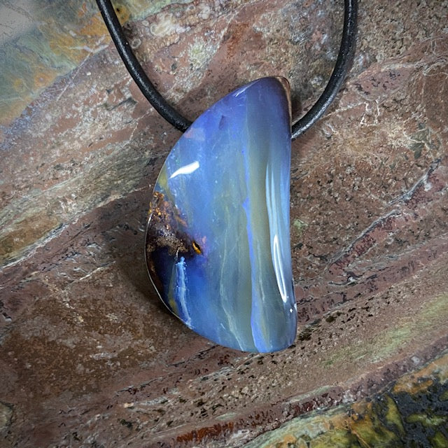Australian opal on leather - 34