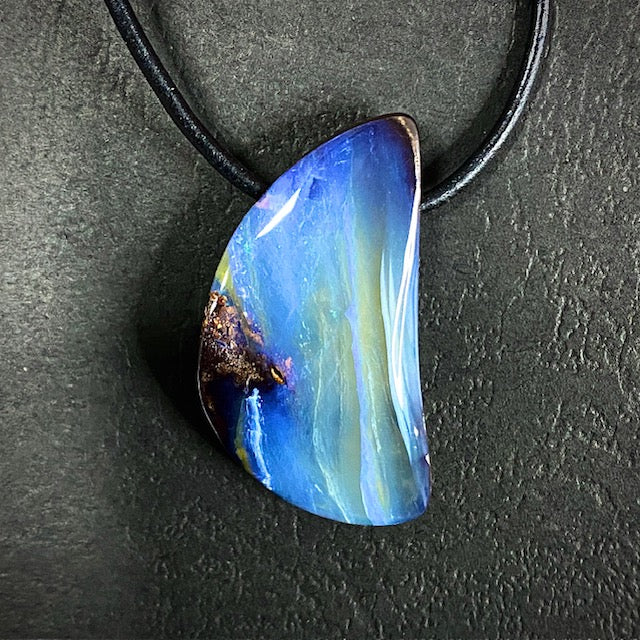 Australian opal on leather - 34