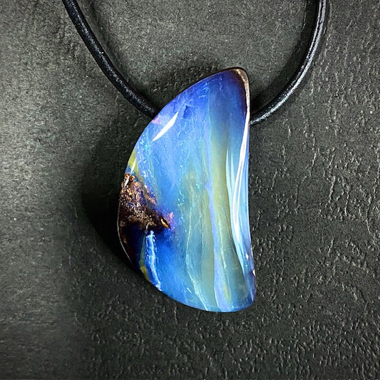 Australian opal on leather - 34