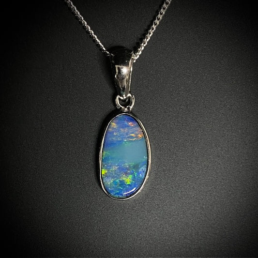 Australian Opal doublet silver pendant 
