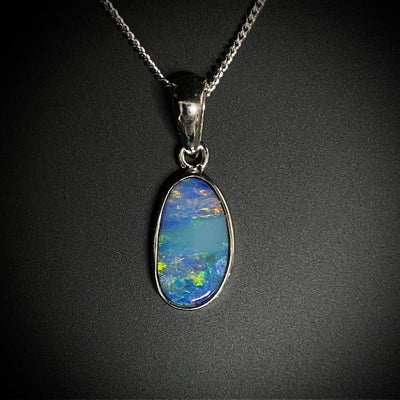 Australian Opal doublet silver pendant 